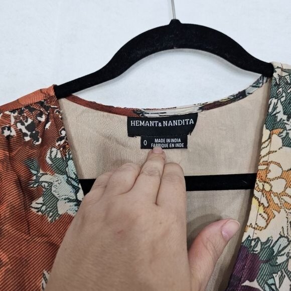 Hemant & Nandita For Anthropologie Zeri Floral Tiered Peasant Dress 0 - Picture 5 of 13